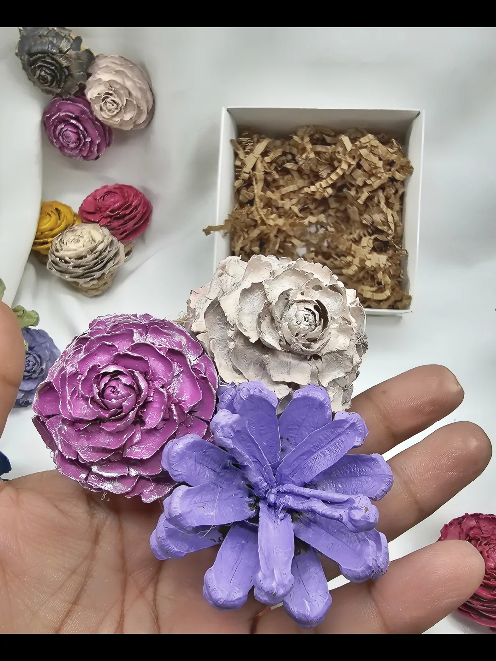 Floral Magnets For Wedding And Bridal Favors... Made From Pinecones!
